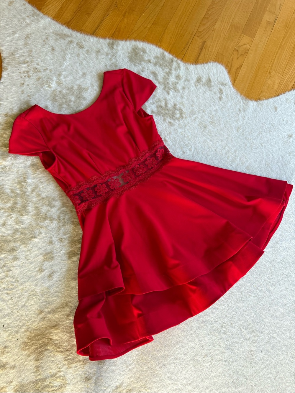 B Darlin Red Fit-and-Flare Formal Girls Dress